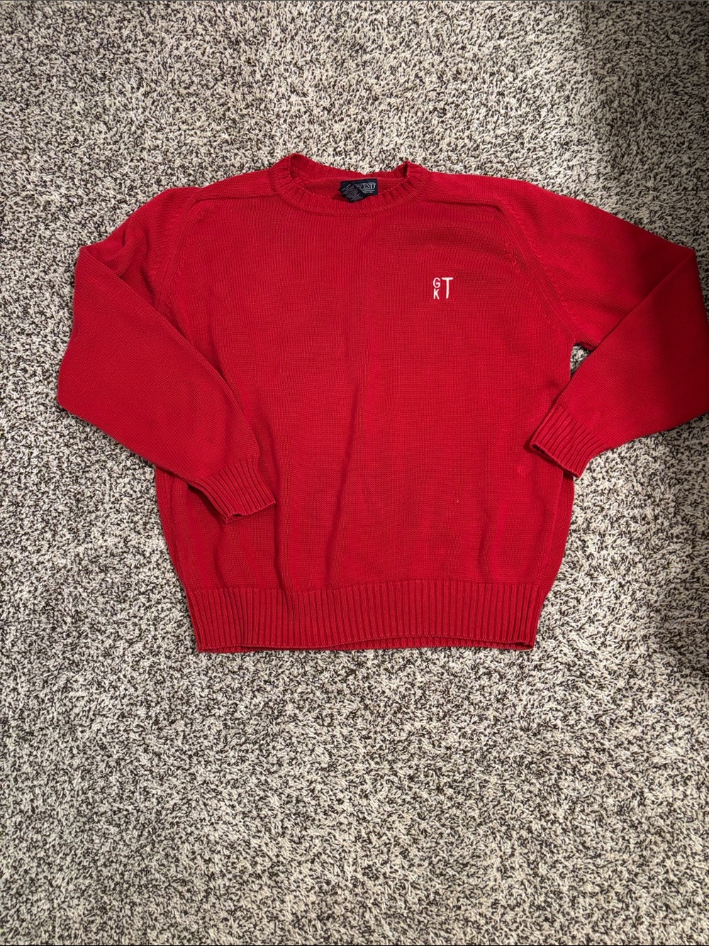 Vintage Landsend Red Crewneck Sweater - Classic Men's XL 100% Cotton